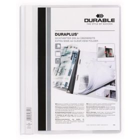   Gyorsfűző, A4, széles, panorámás, DURABLE DURAPLUS®, fehér (DB257902)