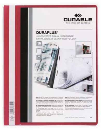 Gyorsfűző, A4, széles, panorámás, DURABLE DURAPLUS®, piros (DB257903)
