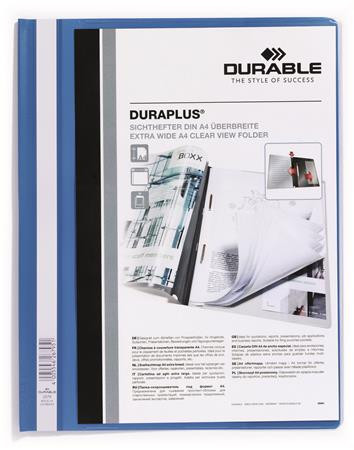Gyorsfűző, A4, széles, panorámás, DURABLE DURAPLUS®, kék (DB257906)