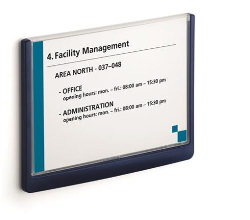 Információs tábla, 148,5x210 mm, DURABLE CLICK SIGN, kék (DB486607)