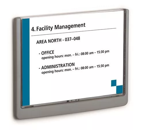 Információs tábla, 210x148,5 mm, DURABLE CLICK SIGN, szürke (DB486637)