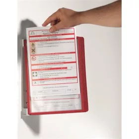   Bemutatótábla tartó, fali, 5 db bemutatótáblával, DURABLE VARIO&reg; WALL 5, piros (DB555103)