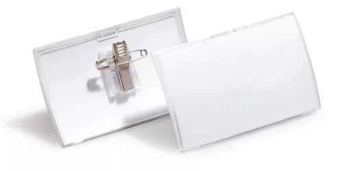 Névkitűző, csíptetővel és tűvel, PP, 54x90 mm, DURABLE CLICK FOLD (DB821419)