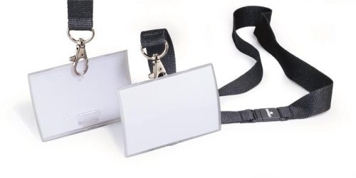 Névkitűző, nyakbaakasztóval, 54x90 mm, DURABLE CLICK FOLD, áttetsző (DB821719)
