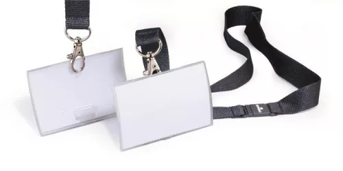 Névkitűző, nyakbaakasztóval, 54x90 mm, DURABLE CLICK FOLD, áttetsző (DB821719)