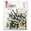 LED karácsonyi fényfüzér, villogó, 12 m, kültéri és beltéri, meleg/hideg fehér, időzítő