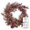 LED díszes karácsonyi koszorú, 38 cm, 3x AA, beltéri, meleg fehér, időzítő