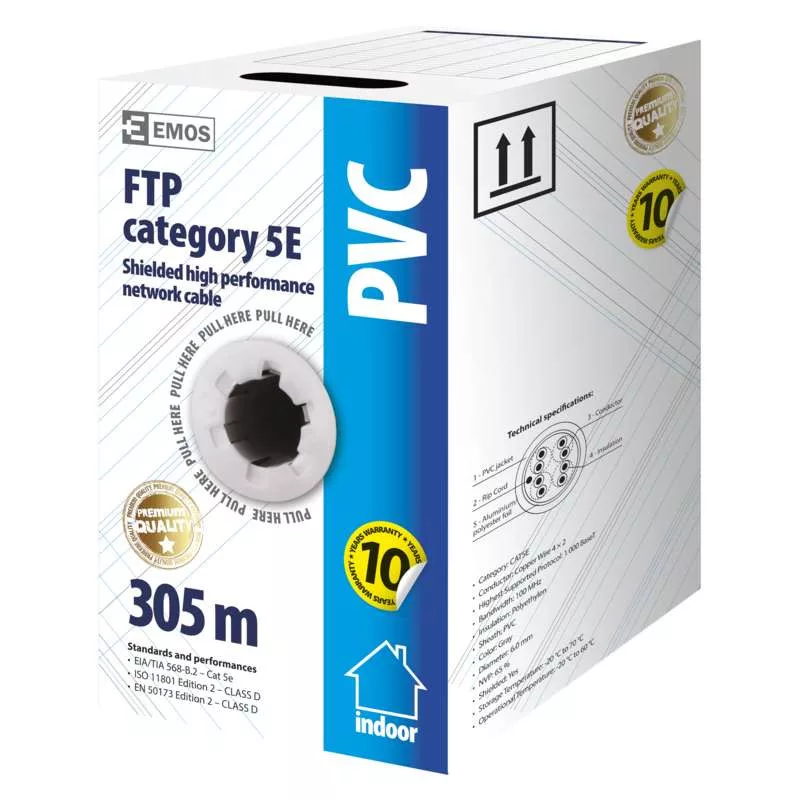 EMOS - UTP CAT 5e netwerkkabel 100m PE - CAT5e UTP patchkabel - Gigabit LAN kabel - niet-afgeschermde ethernetkabel - Voor buiten