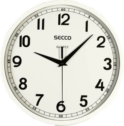 Falióra, 24,5 cm, SECCO, fényes fehér keret (DFA039)