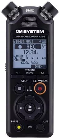 Diktafon, digitális, 16 GB memória, OM SYSTEM LS-P5, fekete (DFOLSP5)