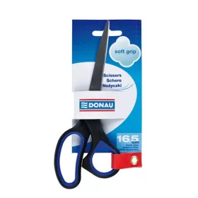 Olló, irodai, 16,5 cm, DONAU Soft Grip, fekete-kék (DSG16)
