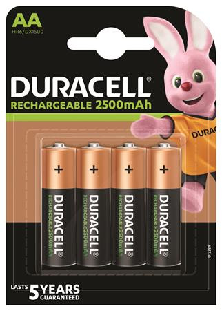 Tölthető elem, AA ceruza, 4x2500 mAh, DURACELL (DUAKU003)