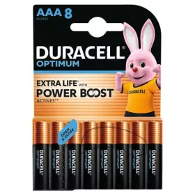   Elem, AAA mikro, 8 db, műanyagmentes, DURACELL Optimum (DUELAAA8OR)