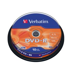   DVD-R lemez, AZO, 4,7GB, 16x, 10 db, hengeren, VERBATIM (DVDV-16B10)