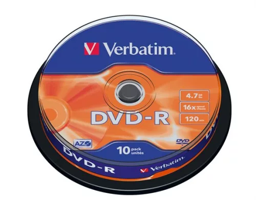 DVD-R lemez, AZO, 4,7GB, 16x, 10 db, hengeren, VERBATIM (DVDV-16B10)