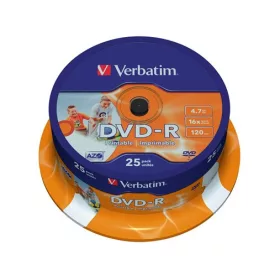   DVD-R lemez, nyomtatható, matt, ID, 4,7GB, 16x, 25 db, hengeren, VERBATIM (DVDV-16B25PP)