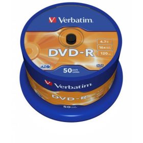   DVD-R lemez, AZO, 4,7GB, 16x, 50 db, hengeren, VERBATIM (DVDV-16B50)