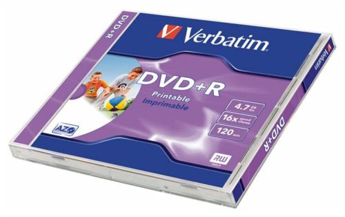 DVD-R lemez, nyomtatható, matt, ID, 4,7GB, 16x, 1 db, normál tok, VERBATIM (DVDV-16N)