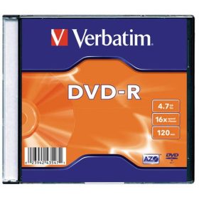   DVD-R lemez, AZO, 4,7GB, 16x, 1 db, vékony tok, VERBATIM (DVDV-16V1)