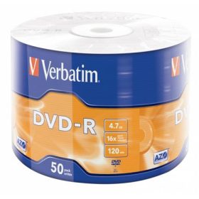   DVD-R lemez, 4,7GB, 16x, 50 db, zsugor csomagolás, VERBATIM (DVDV-16Z50)