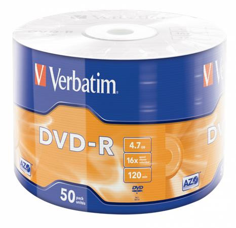 DVD-R lemez, 4,7GB, 16x, 50 db, zsugor csomagolás, VERBATIM (DVDV-16Z50)