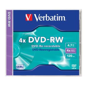   DVD-RW lemez, újraírható, 4,7GB, 4x, 1 db, normál tok, VERBATIM (DVDVU-4)