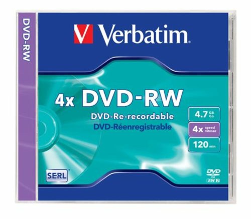 DVD-RW lemez, újraírható, 4,7GB, 4x, 1 db, normál tok, VERBATIM (DVDVU-4)