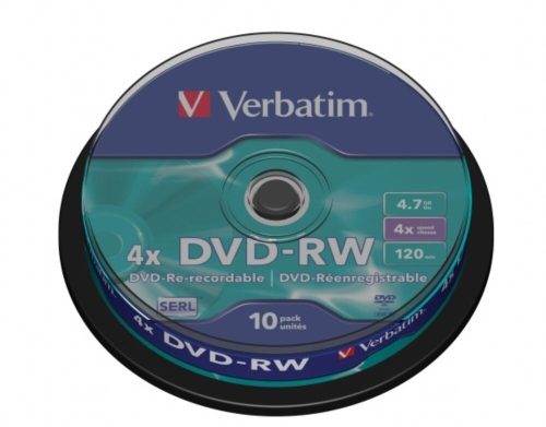 DVD-RW lemez, újraírható, 4,7GB, 4x, 10 db, hengeren, VERBATIM (DVDVU-4B10)