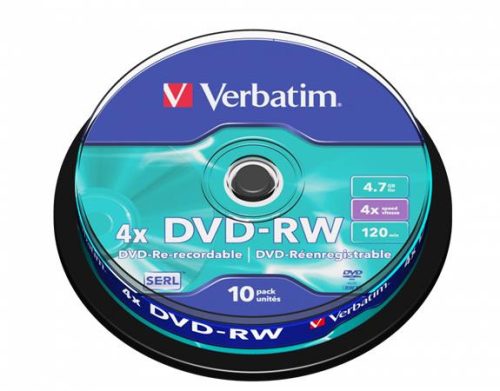 DVD-RW lemez, újraírható, 4,7GB, 4x, 10 db, hengeren, VERBATIM (DVDVU-4B10)