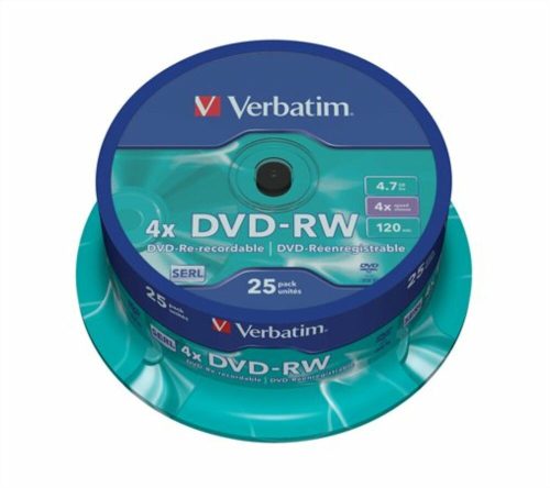 DVD-RW lemez, újraírható, 4,7GB, 4x, 25 db, hengeren, VERBATIM (DVDVU-4B25)