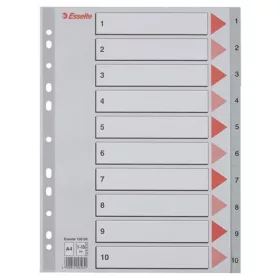 Regiszter, műanyag, A4, 1-10, ESSELTE,szürke (E100105)