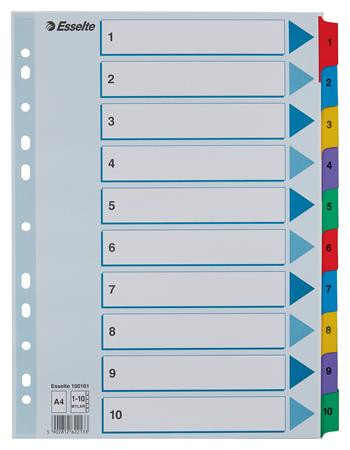 Regiszter, karton, A4, 1-10, ESSELTE Mylar (E100161)