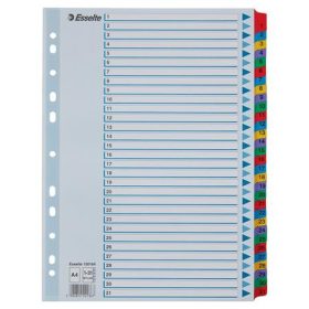 Regiszter, karton, A4, 1-31, ESSELTE Mylar (E100164)