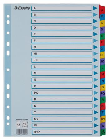 Regiszter, karton, A4, A-Z, ESSELTE Mylar (E100166)