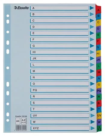 Regiszter, karton, A4, A-Z, ESSELTE Mylar (E100166)