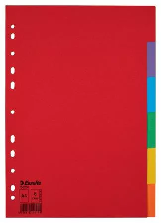 Regiszter, karton, A4, 6 részes, ESSELTE Economy, színes (E100200)