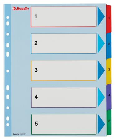 Regiszter, laminált karton, A4 maxi, 1-5, újraírható, ESSELTE (E100207)