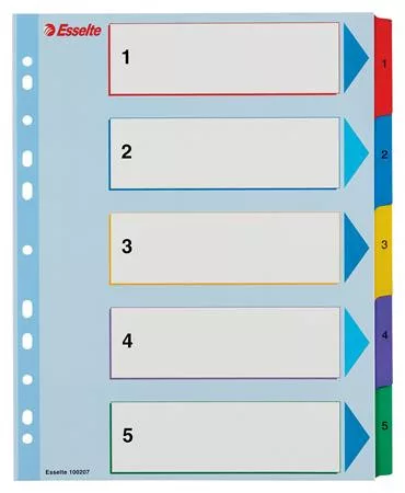 Regiszter, laminált karton, A4 maxi, 1-5, újraírható, ESSELTE (E100207)