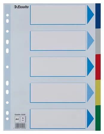 Regiszter, műanyag, A4, 5 részes, ESSELTE (E15259)