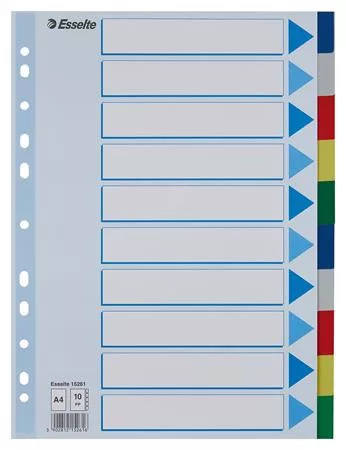 Regiszter, műanyag, A4, 10 részes, ESSELTE (E15261)