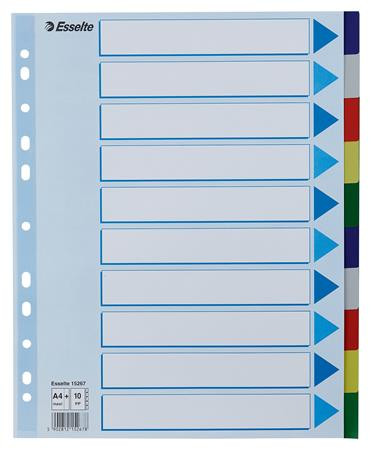 Regiszter, műanyag, A4 Maxi, 10 részes, ESSELTE (E15267)