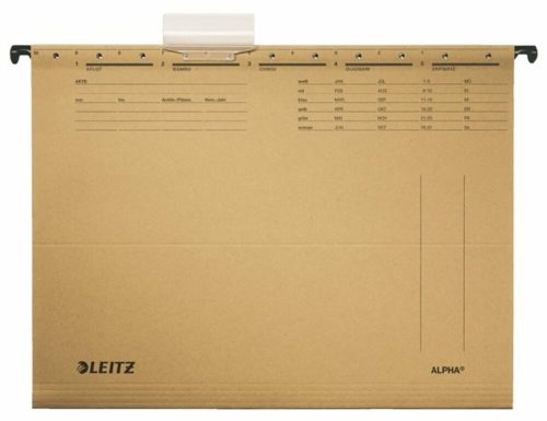 Függőmappa, karton, A4, LEITZ Alpha Standard, natúr (E19150000)