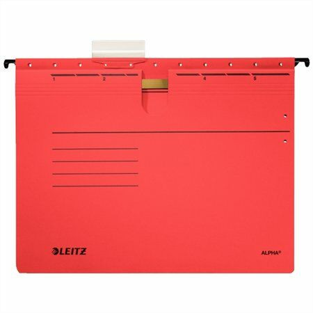 Függőmappa, gyorsfűzős, karton, A4, LEITZ Alpha, piros (E19840025)