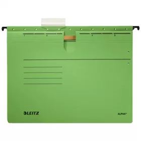   Függőmappa, gyorsfűzős, karton, A4, LEITZ Alpha, zöld (E19840055)