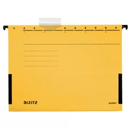 Függőmappa, oldalvédelemmel, karton, A4, LEITZ Alpha, sárga (E19860015)