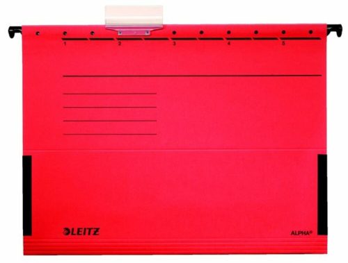 Függőmappa, oldalvédelemmel, karton, A4, LEITZ Alpha, piros (E19860025)