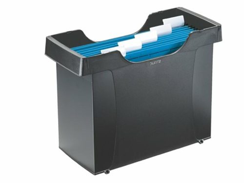 Függőmappa tároló, műanyag, 5 db függőmappával, LEITZ Plus, fekete (E19930095)