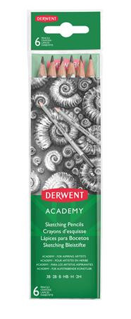 Grafitceruza szett, hatszögletű, DERWENT Academy, 6 különböző keménység (E2300086)