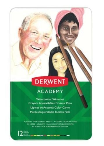 Akvarell ceruza készlet, DERWENT Academy, 12 különböző szín (E2300386)