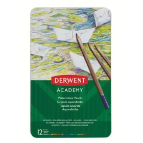   Akvarell ceruza készlet, fém doboz, DERWENT Academy, 12 különböző szín (E2301941)